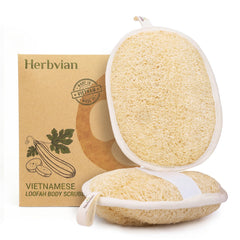 Herbvian loofah double-face pour exfolier en douceur le corps