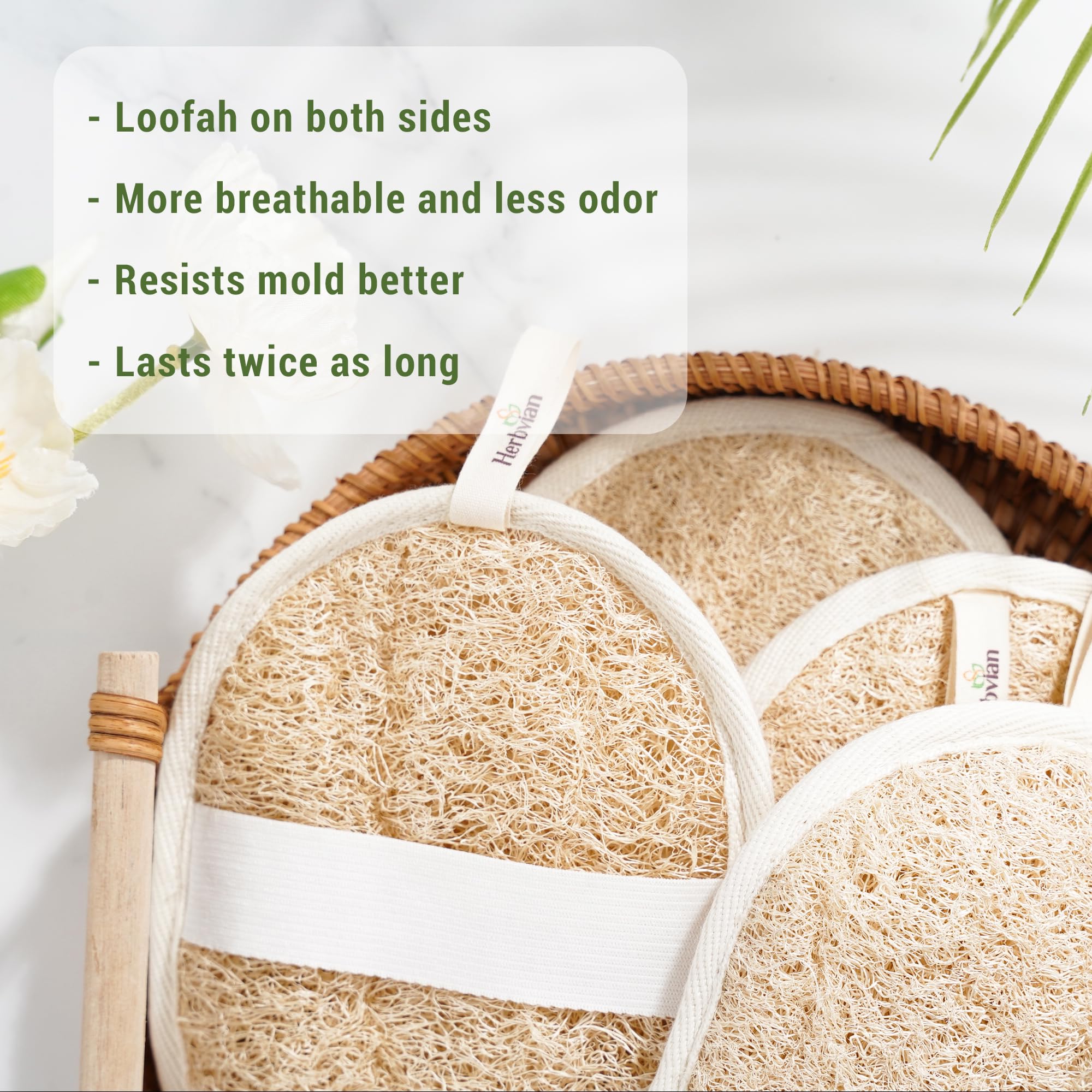 Herbvian loofah texture naturelle pour peau douce