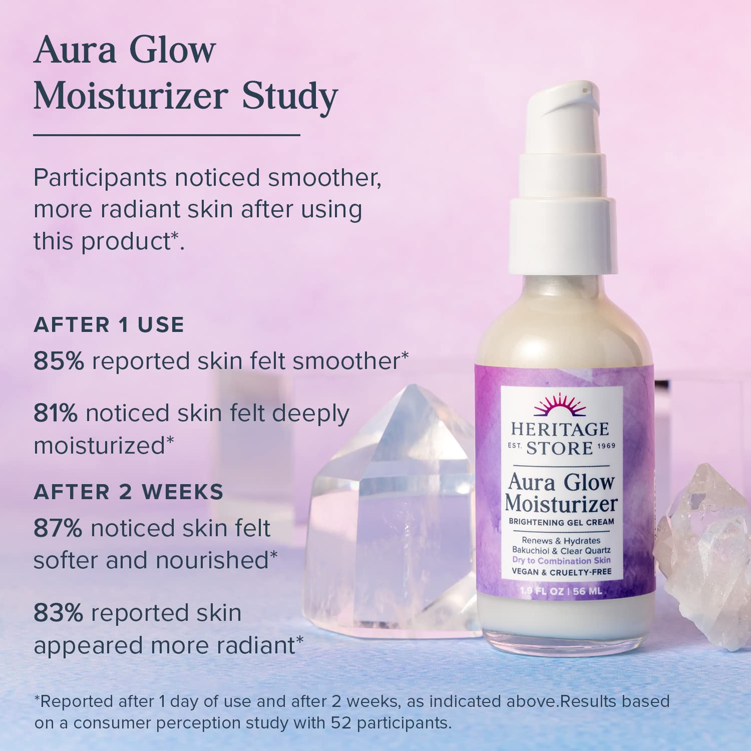 Quartz clair dans Aura Glow offre une luminosité sans artifices.