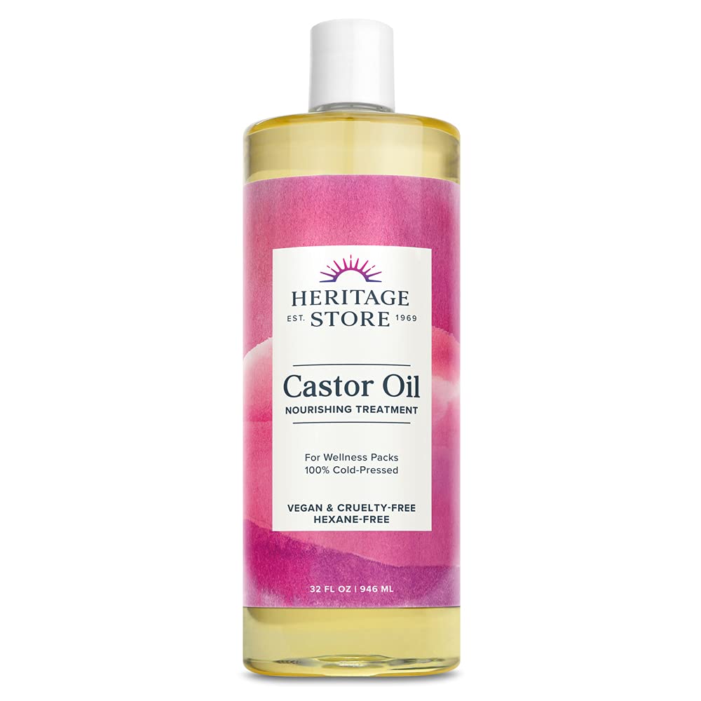 La bouteille Heritage Store huile de ricin pour l'hydratation naturelle des cheveux.