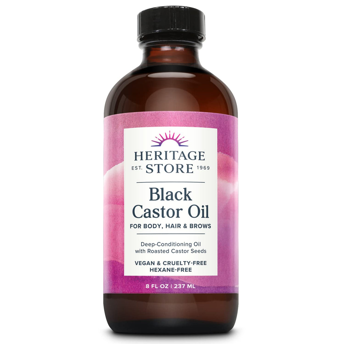HERITAGE STORE huile de ricin noire pour cheveux, hydratation nourrissante.
