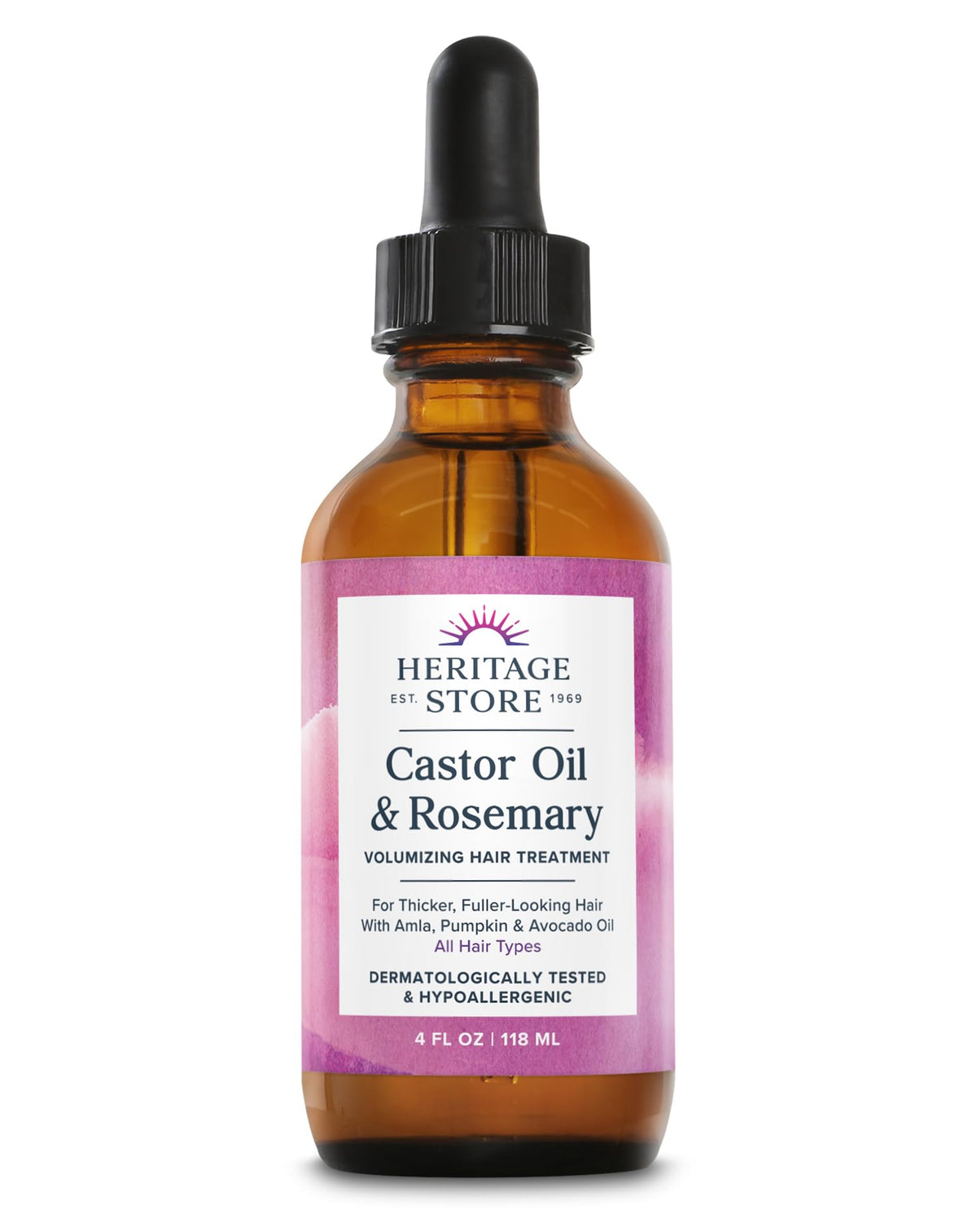 HERITAGE STORE huile de ricin romarin – traitement cheveux volume et densité