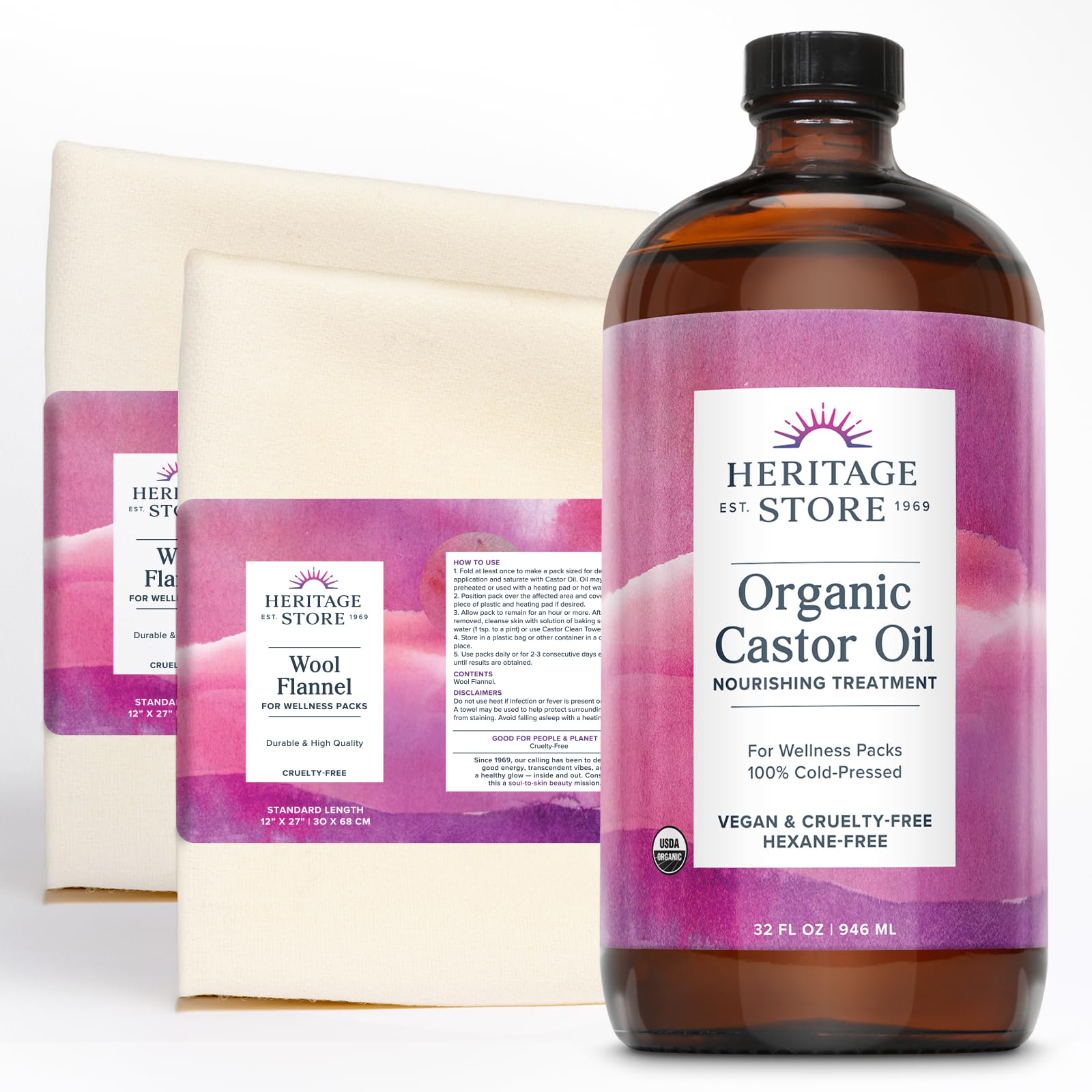 HERITAGE STORE: Bouteille huile ricin biologique prête pour soins corporels