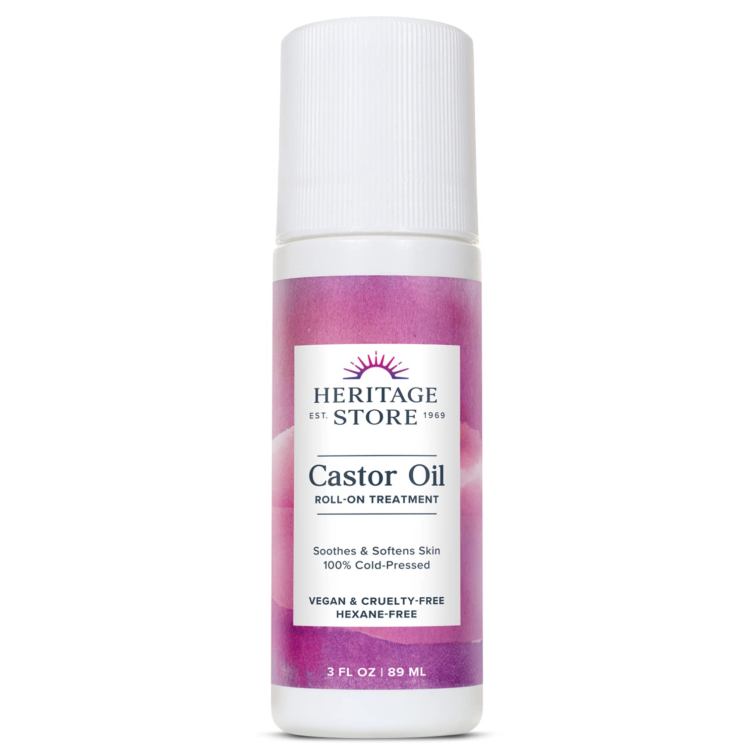 HERITAGE STORE huile de ricin roll-on, nourrissante et polyvalente pour peau et cheveux.