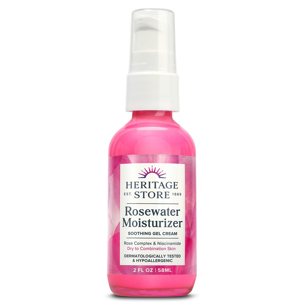 HERITAGE STORE Hydratant visage eau de rose – bouteille rafraîchissante pour peau sèche et mixte.