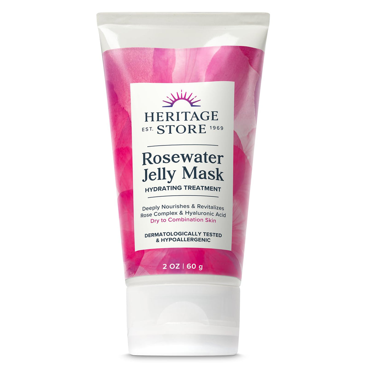 HERITAGE STORE Masque Gelée eau de rose – Hydratation légère pour peaux sèches et mixtes.