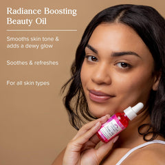 HERITAGE STORE Rose Oil Nourishing Treatment bottle shows vegan skincare availability at home.