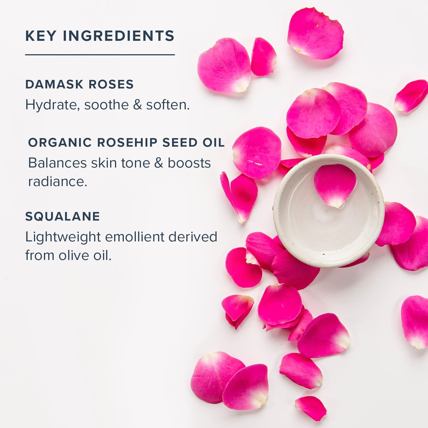 HERITAGE STORE Rose Oil Nourishing Treatment application demonstrates easy facial use.
