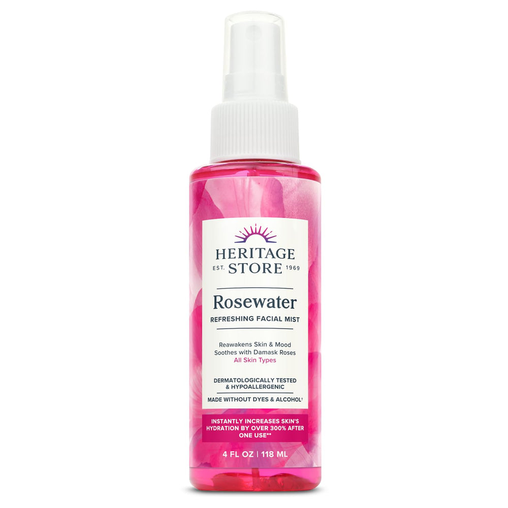 HERITAGE STORE Rosewater brume visage Rose Damask, hydratante et rafraîchissante.