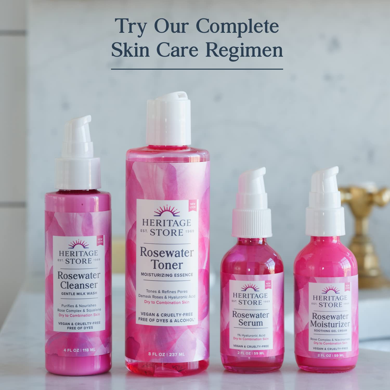 Heritage Store Sérum Eau Rose – formule sans colorants ni sulfates pour usage quotidien.
