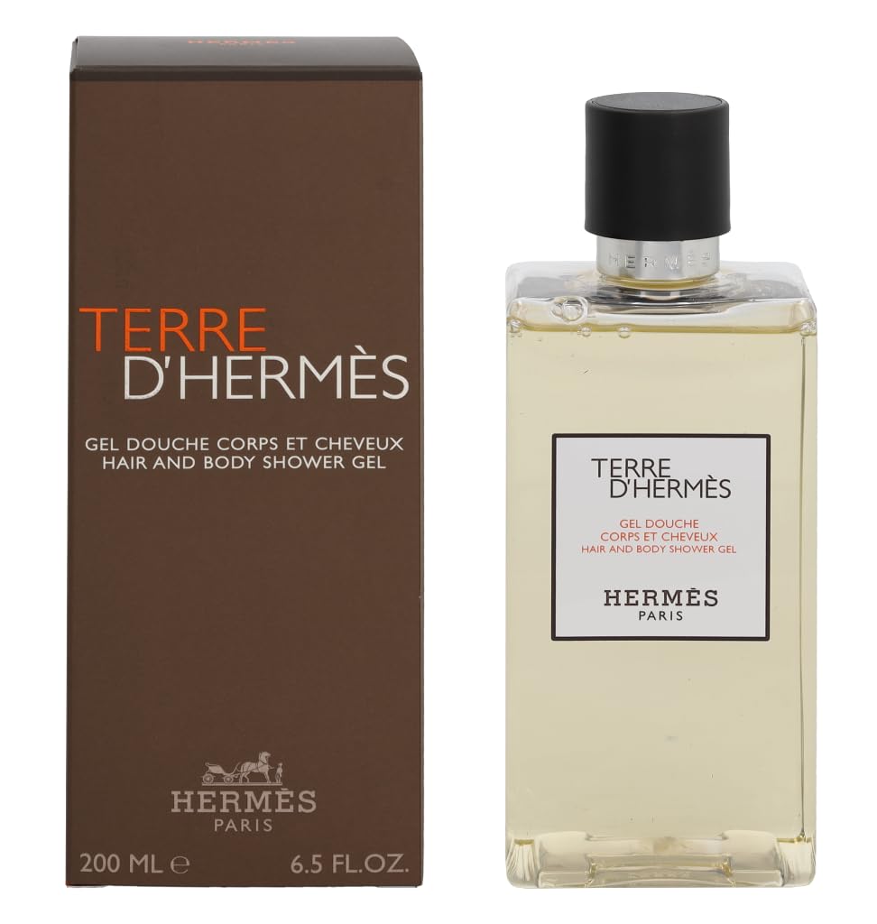 Terre d’Hermès, bouteille-gel-douche, offre fraîcheur et facile à rincer.