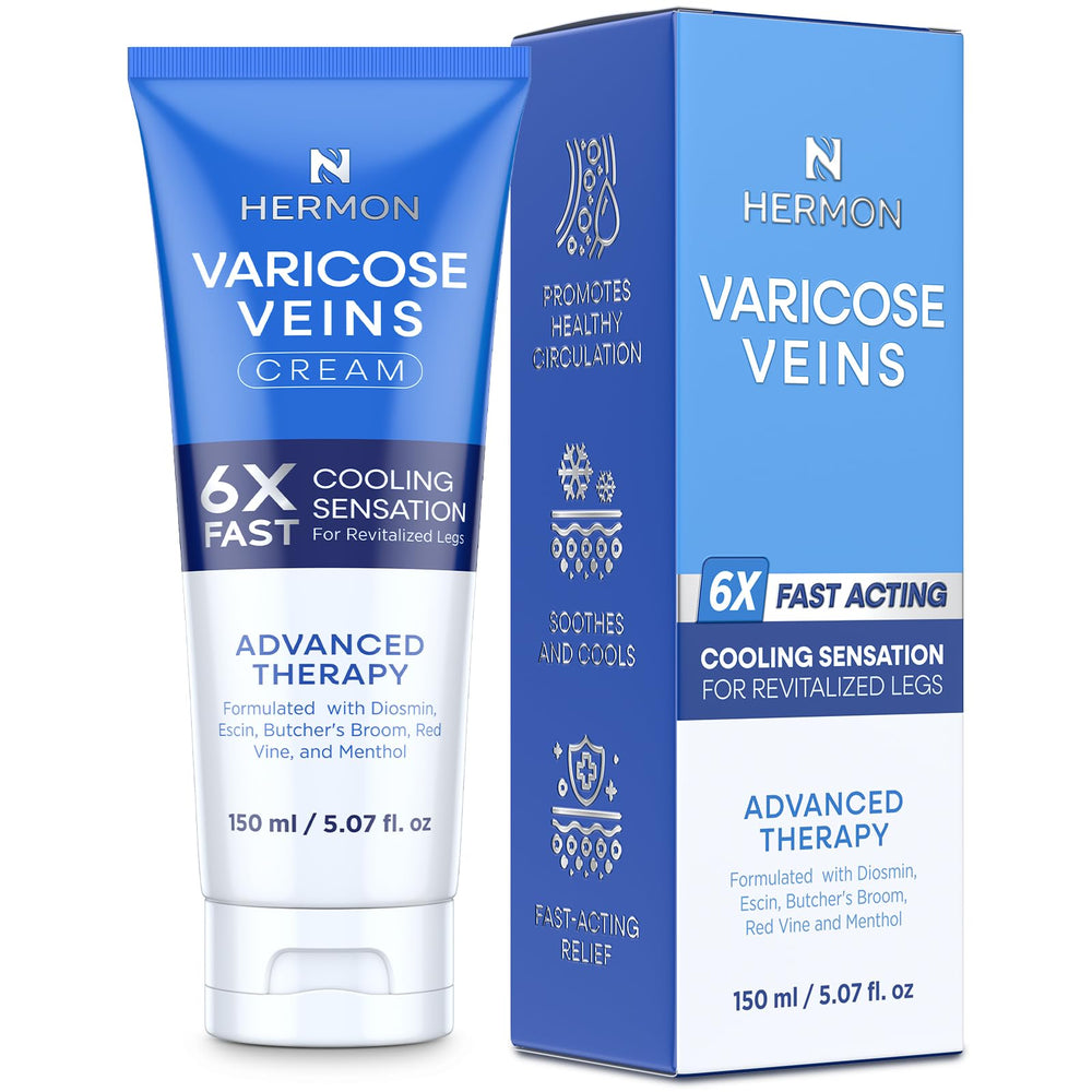 Hermon Crème Varices flacon élégant pour jambes plus légères.