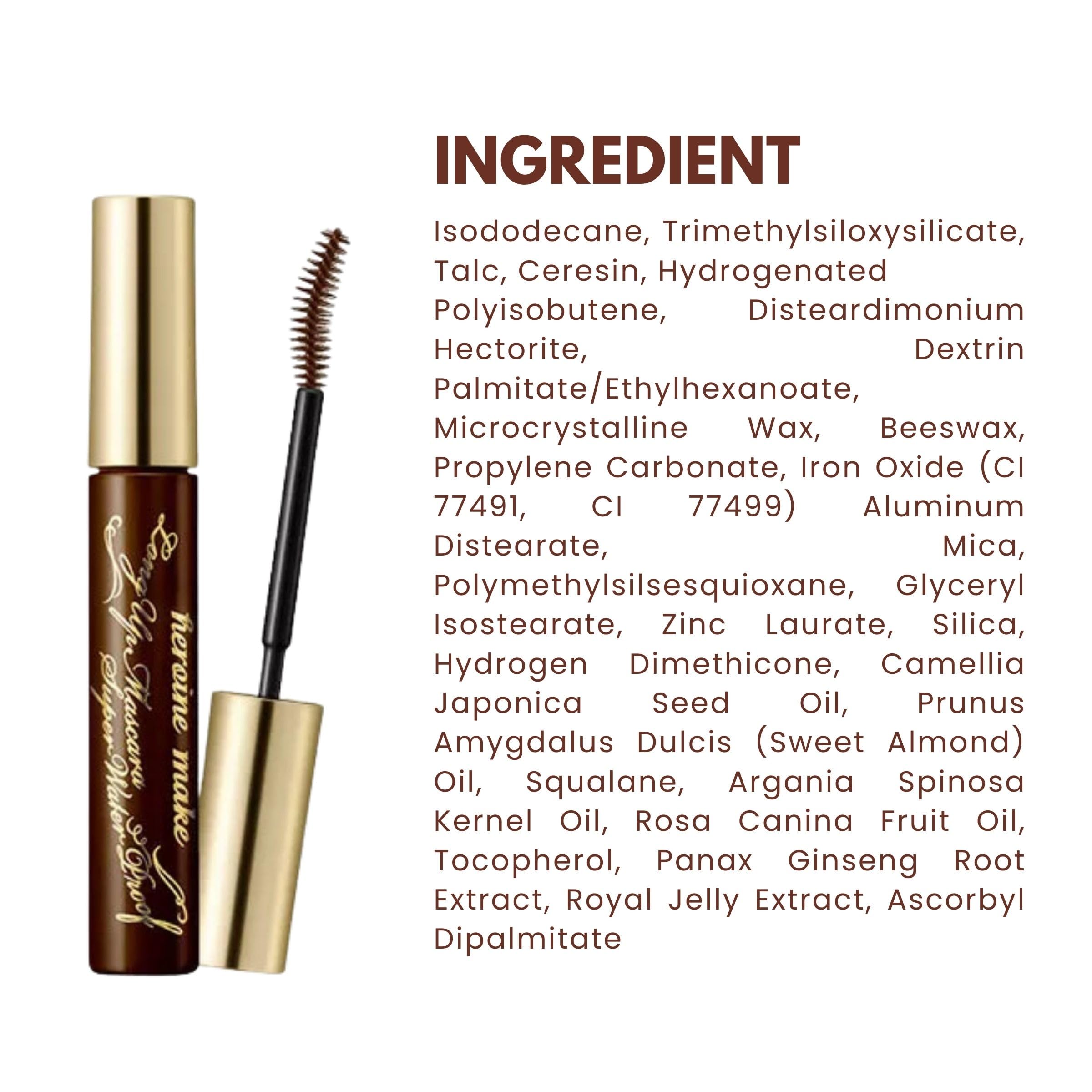 Heroine Make Mascara brun huile rose sauvage pour nourrir les cils.