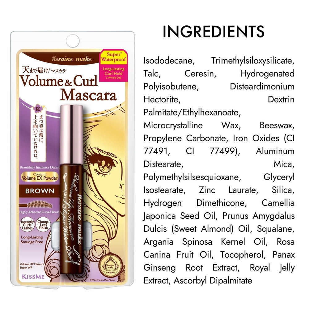 Heroine Make Mascara nourrissant contient huile de camellia pour des cils doux.