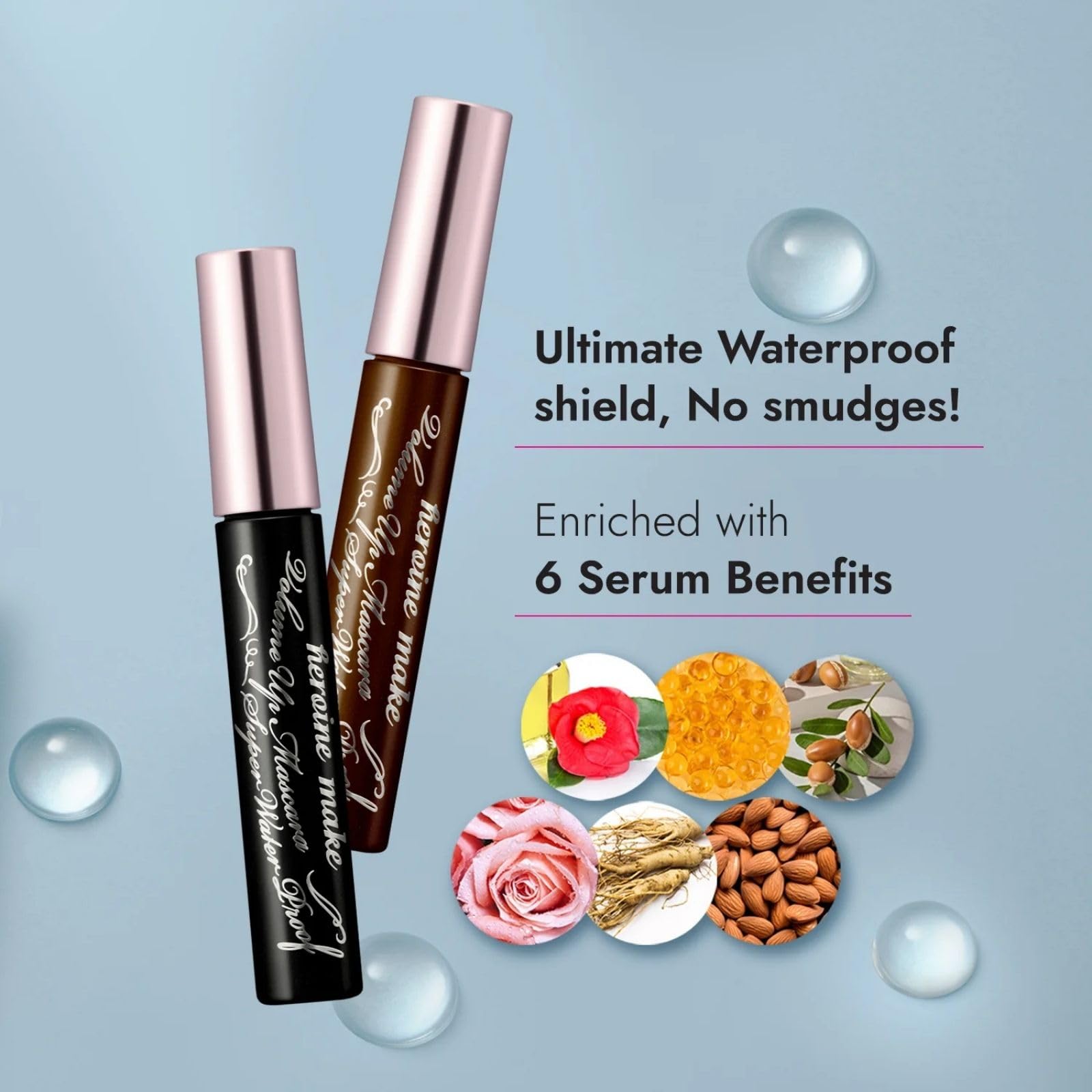 Heroine Make Mascara résistant à l eau pour jour de pluie et séances transpirantes.