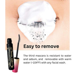 Heroine Make Mascara, nouvelle formule film se retire facilement au savon du visage.
