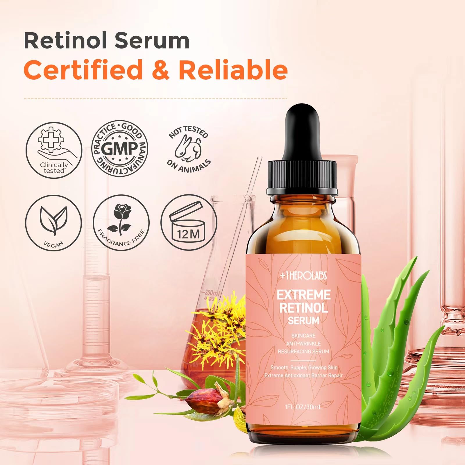 +1HEROLABS Sérum visage : Hydratation grâce à l’acide hyaluronique