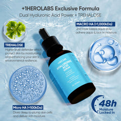 +1HEROLABS sérum hyaluronique avec vitamine B5, hydratation durable.