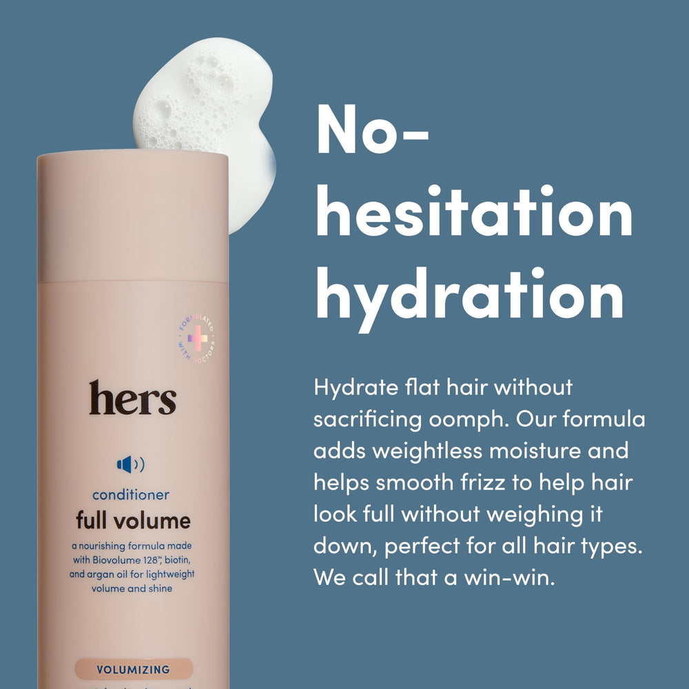 Conditionneur Hers Full Volume texture douce facilite le coiffage.