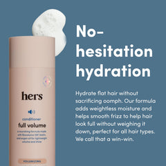 Conditionneur Hers Full Volume texture douce facilite le coiffage.