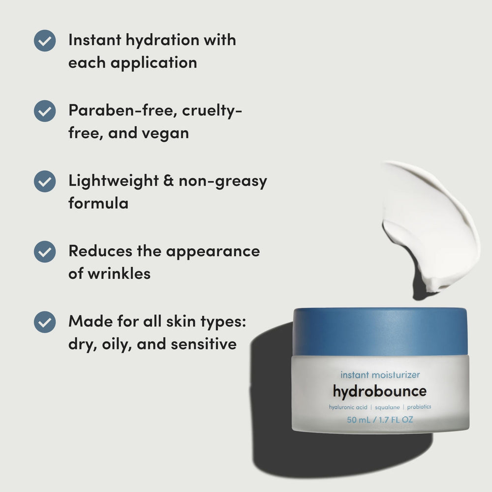 Probiotiques dans Hers Hydrobounce soutiennent la barrière cutanée.