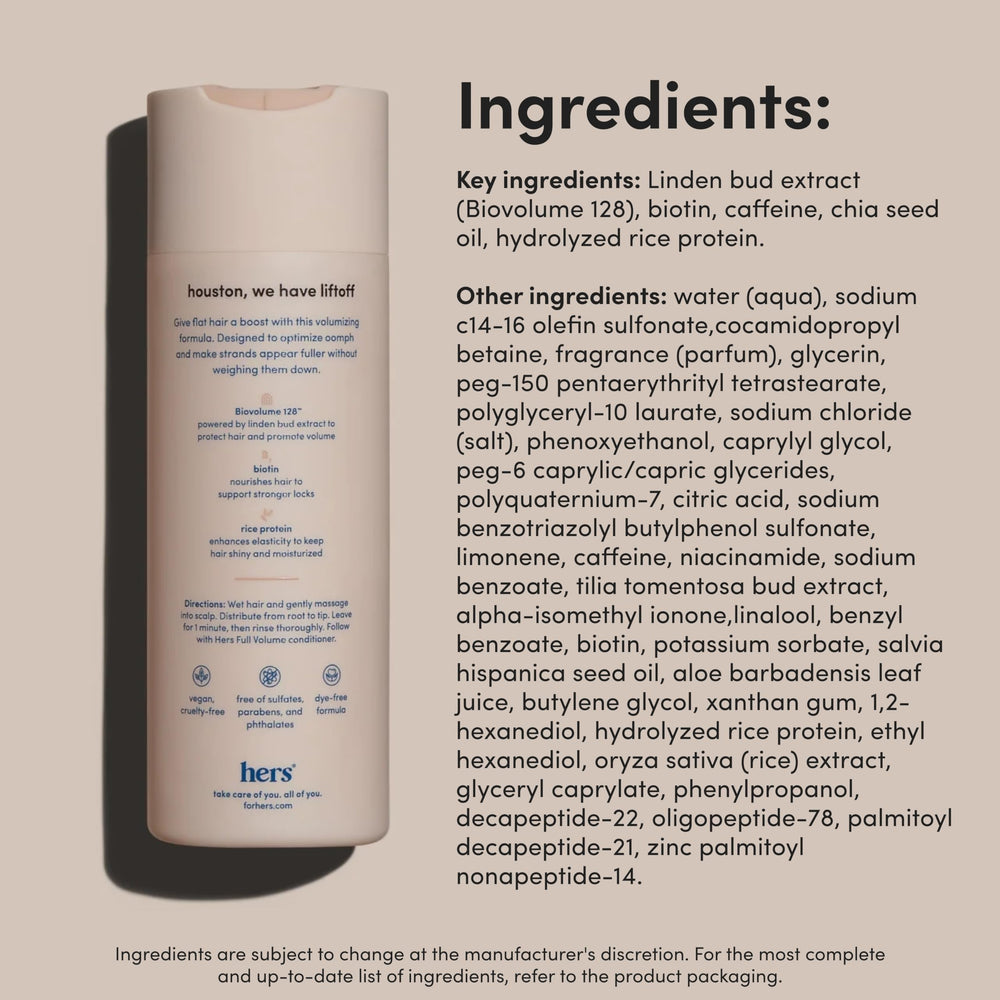 Hims & Hers Shampoing Volume Utilisation Quotidienne : pratique pour routine journalière.