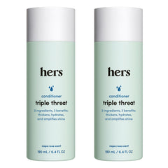 Hers Triple Threat dans la bouteille Napa Rose, hydratation durable pour tous types de cheveux.