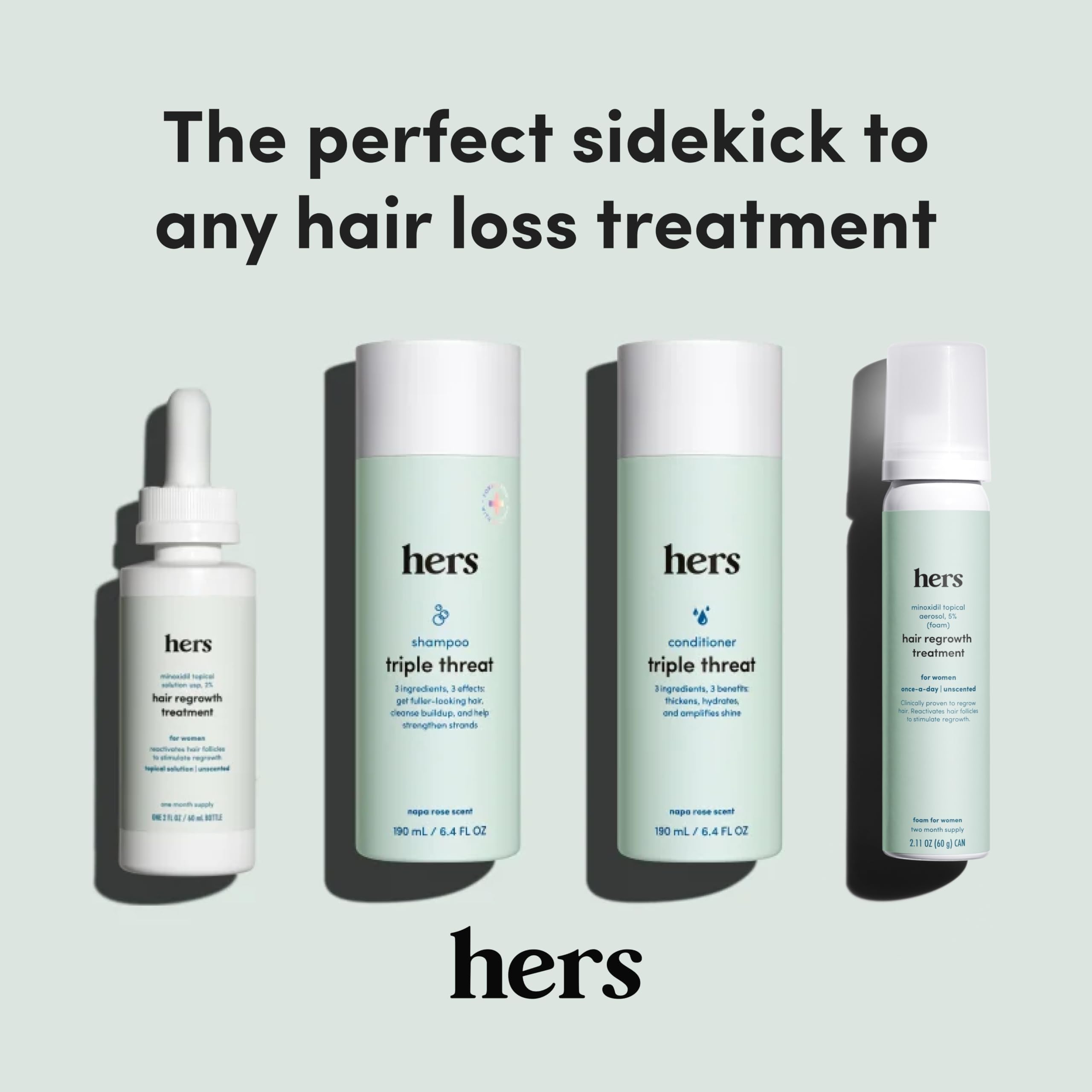 Pack de deux Hers Triple Threat simplifiant votre routine capillaire.