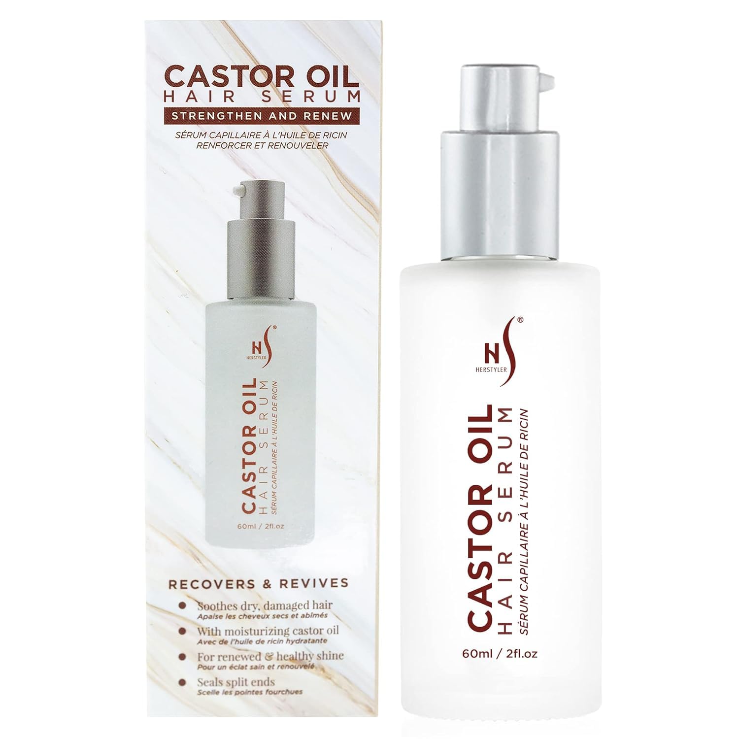 HerStyler huile ricin serum flacon: soin nourrissant et leger.