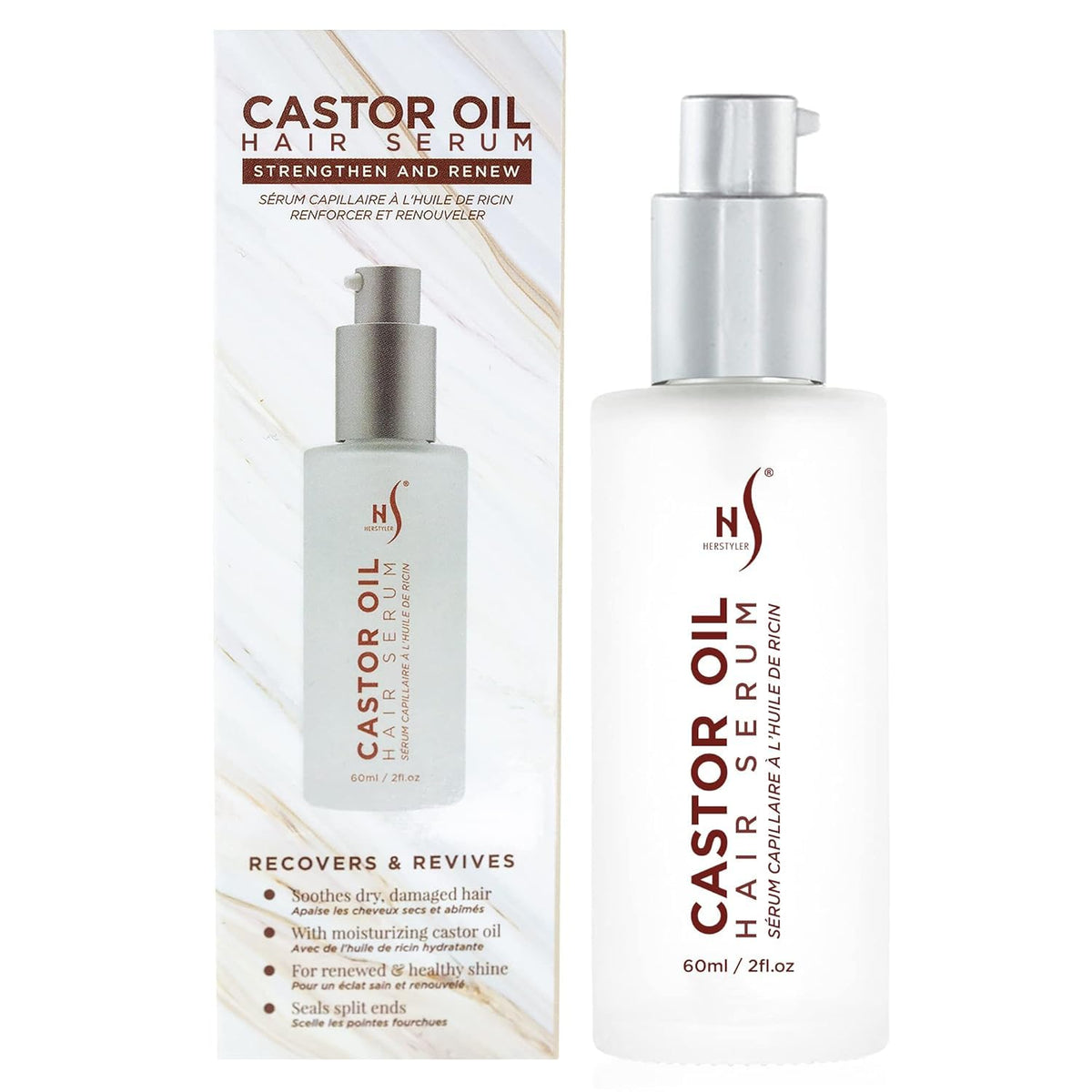 HerStyler huile ricin serum flacon: soin nourrissant et leger.