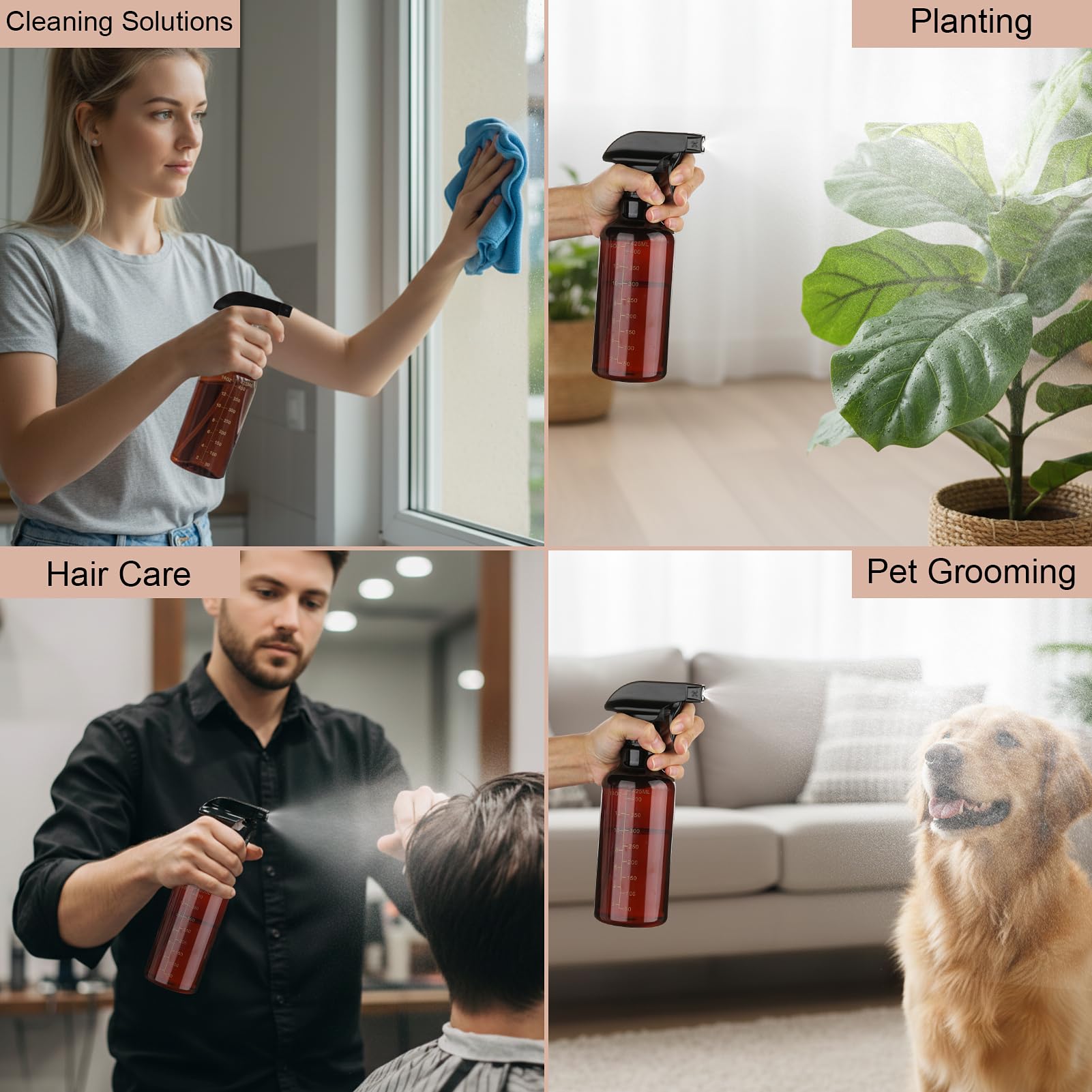 Bouteille spray Hethyo pour cheveux, pratique lors des soins coiffants.