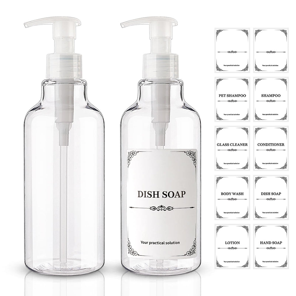 Distributeur Hethyo en plastique transparent avec pompe, lot de deux, idéal pour savons