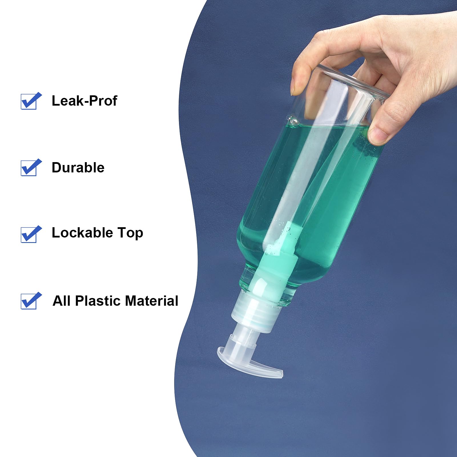 Pompe étanche Hethyo sur distributeur transparent pour éviter les fuites