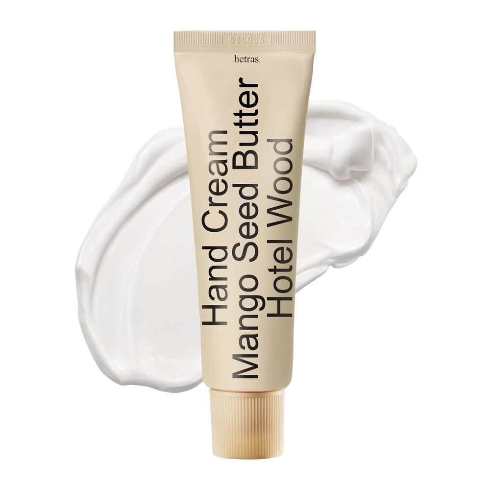 hetras Crème mains Hotel Wood – flacon élégant, parfum boisé durable pour la peau.