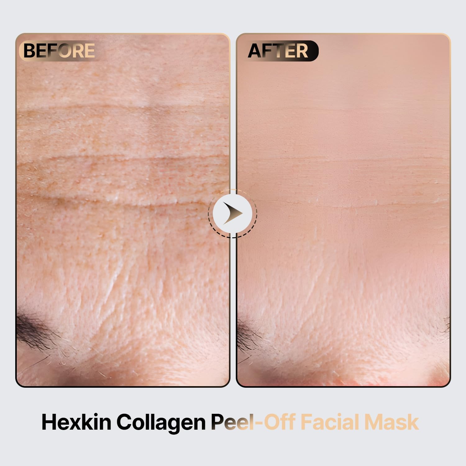 Hexkin application masque collagene film formant, couche uniforme prête à sécher.