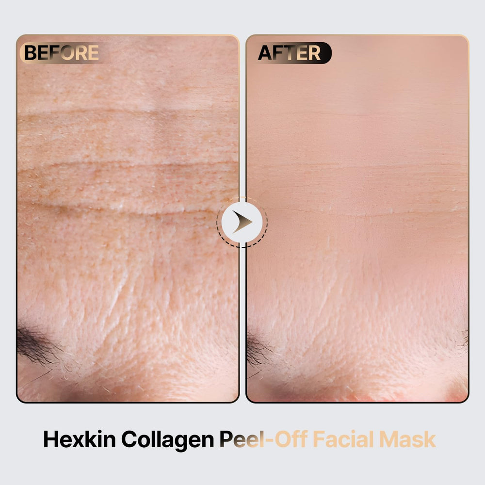 Hexkin application masque collagene film formant, couche uniforme prête à sécher.