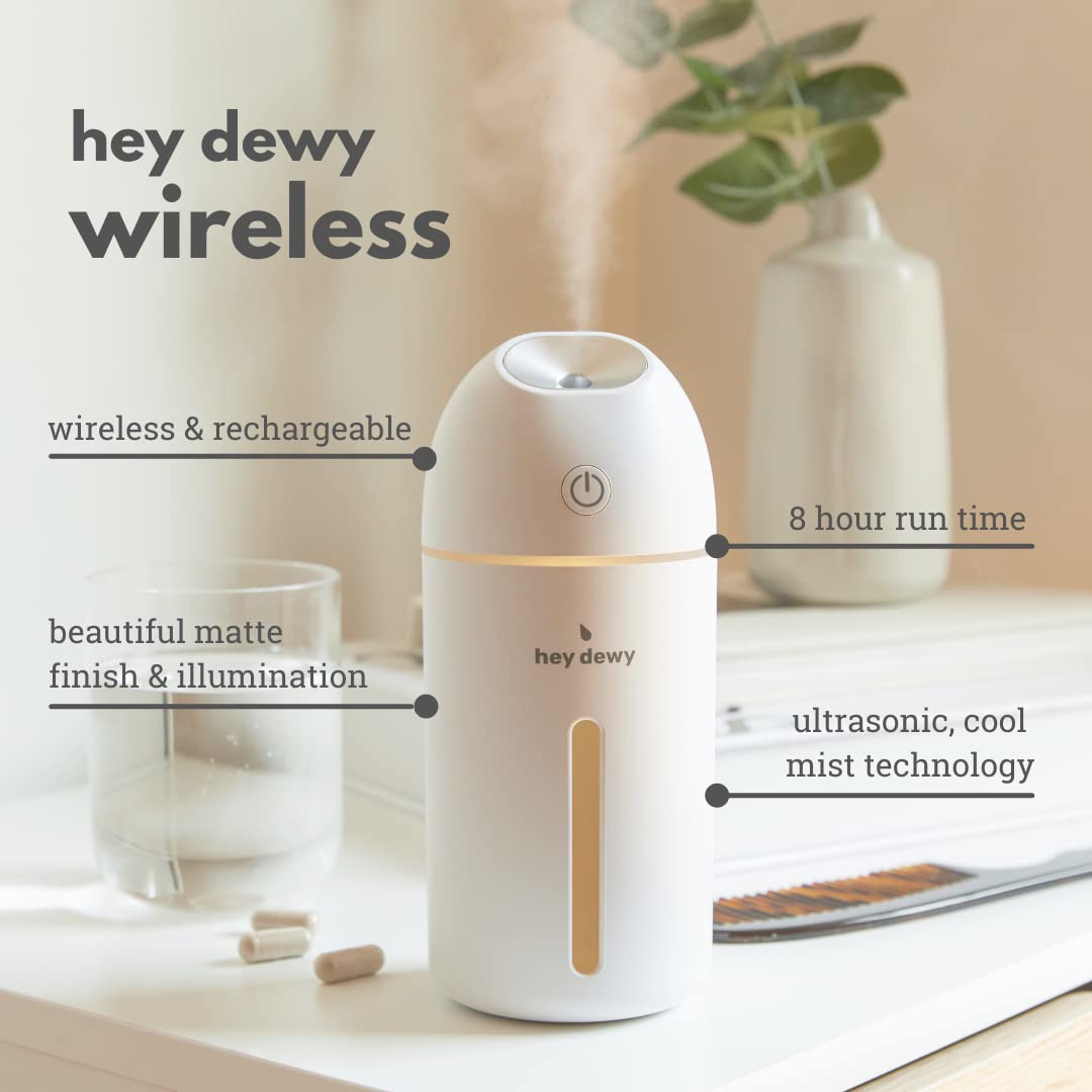 Hey Dewy humidificateur rechargeable USB, autonomie longue sans fil.
