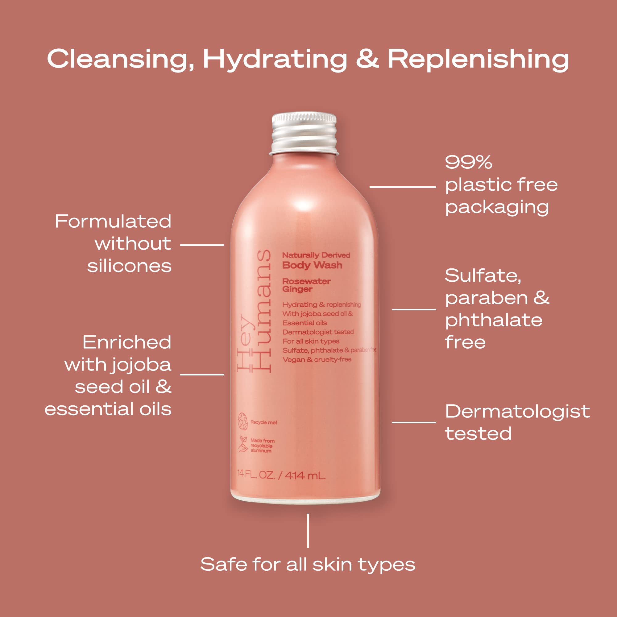 Hey Humans huile de jojoba, ingrédient nourrissant pour hydratation légère.