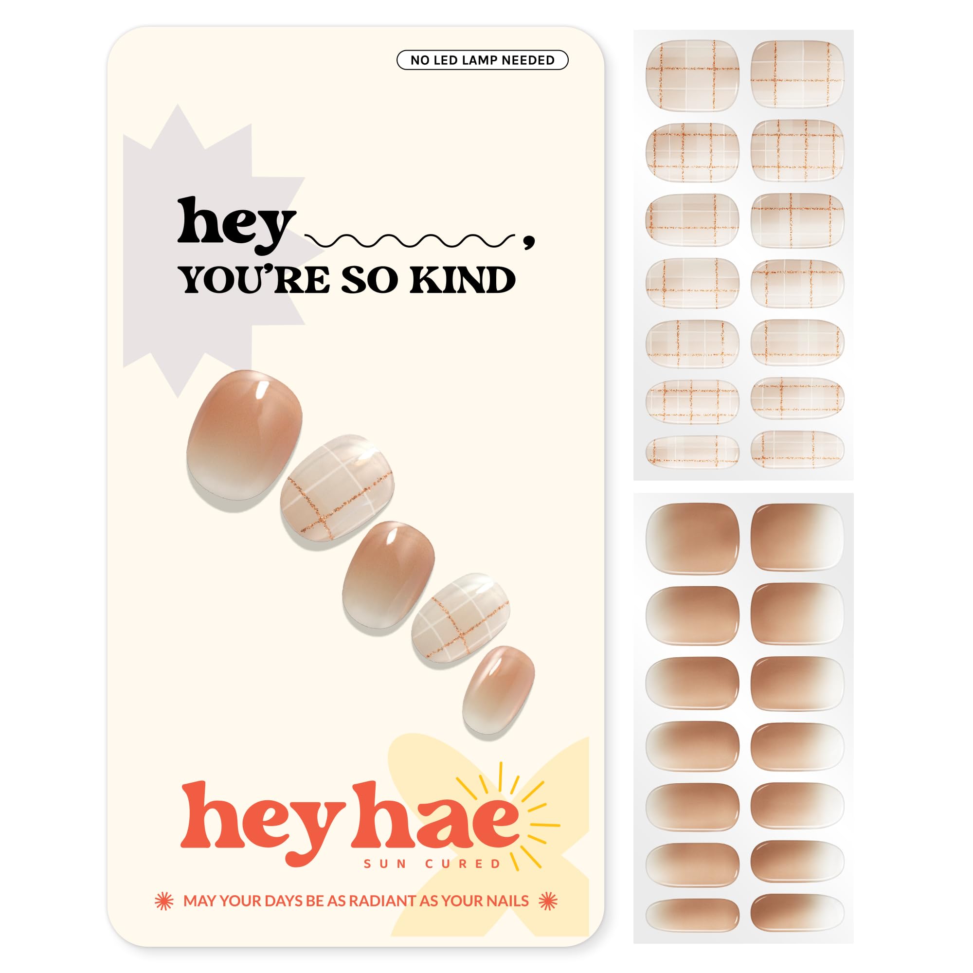 Heyhae bandes gel semi-cuites ombre beige marron, rendu élégant et durable.