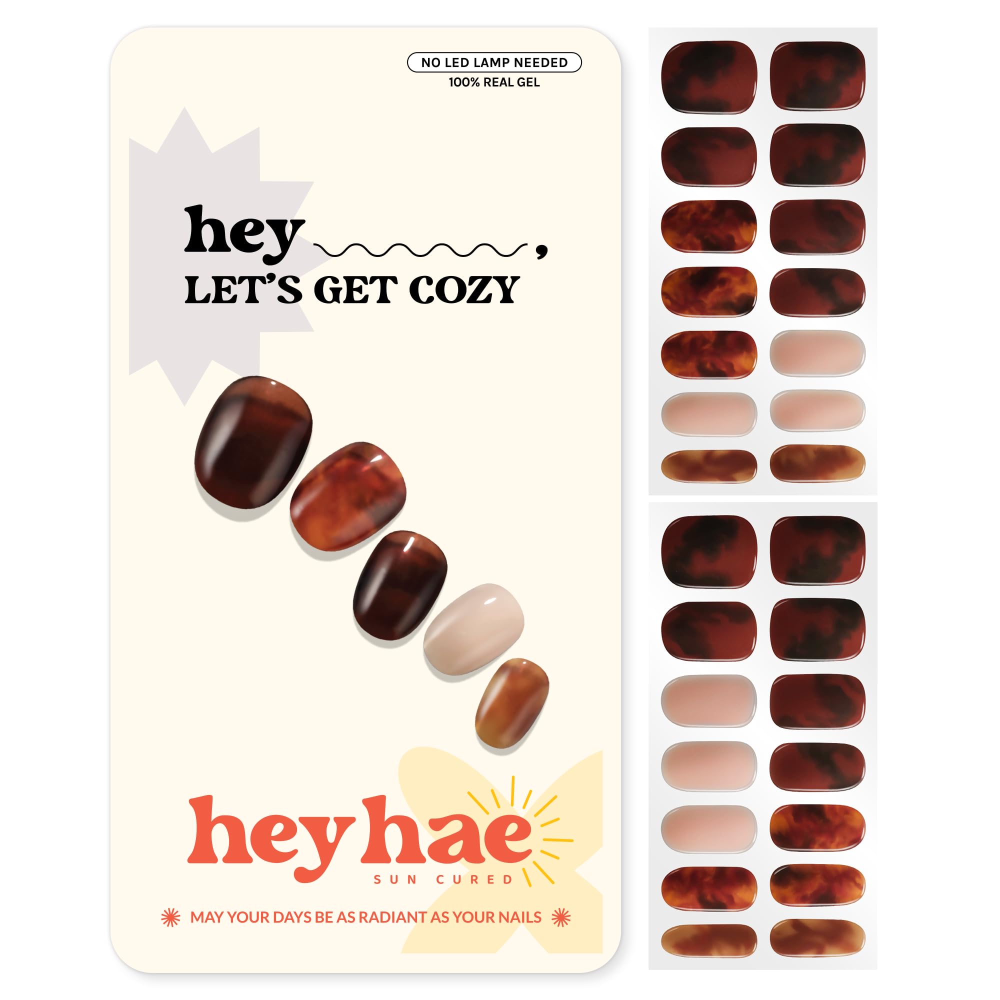Heyhae bandes gel semi-cuites sur ongles automne marbre brun pour un look sophistiqué