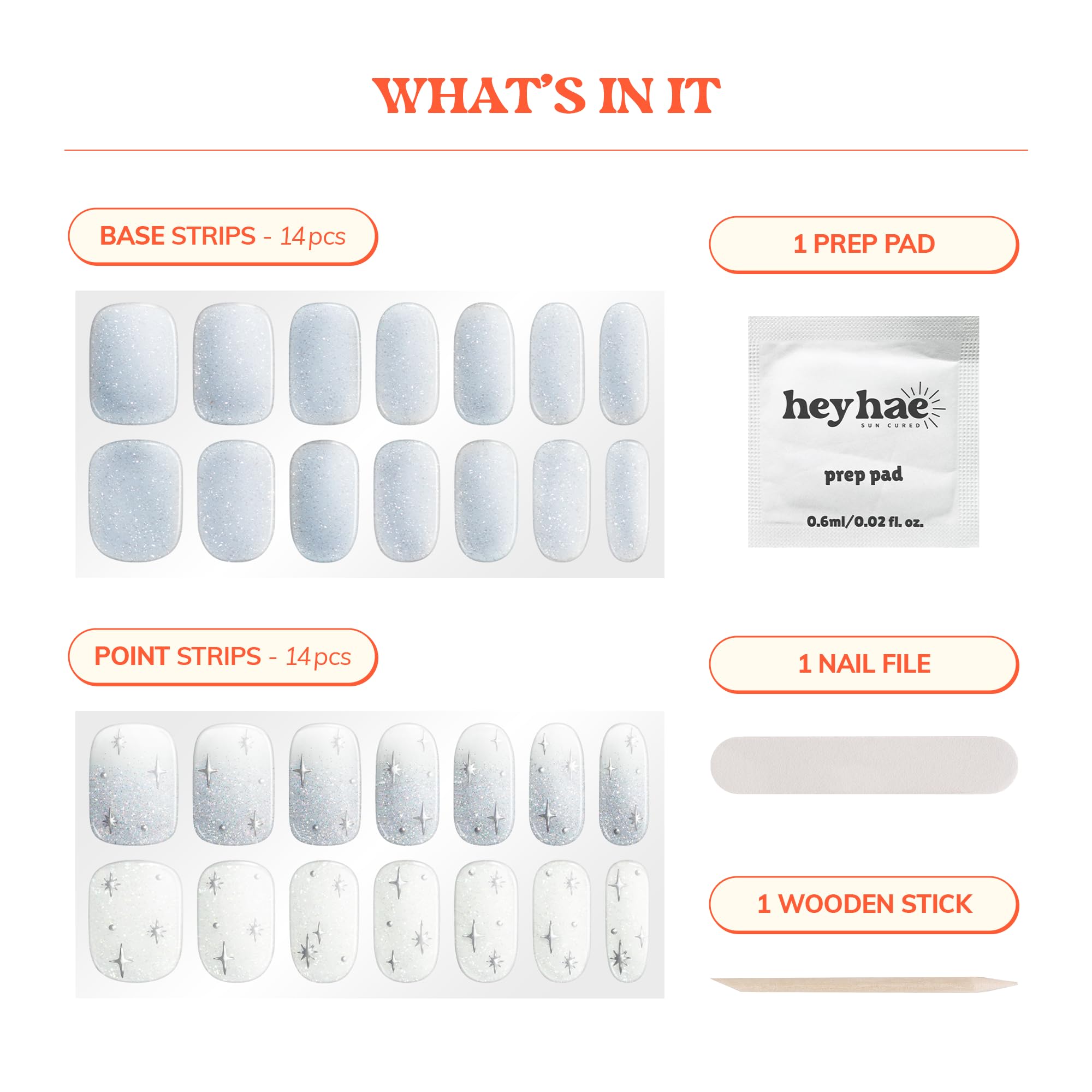Heyhae – Pack complet pour ongles, 28 bandes et accessoires inclus.