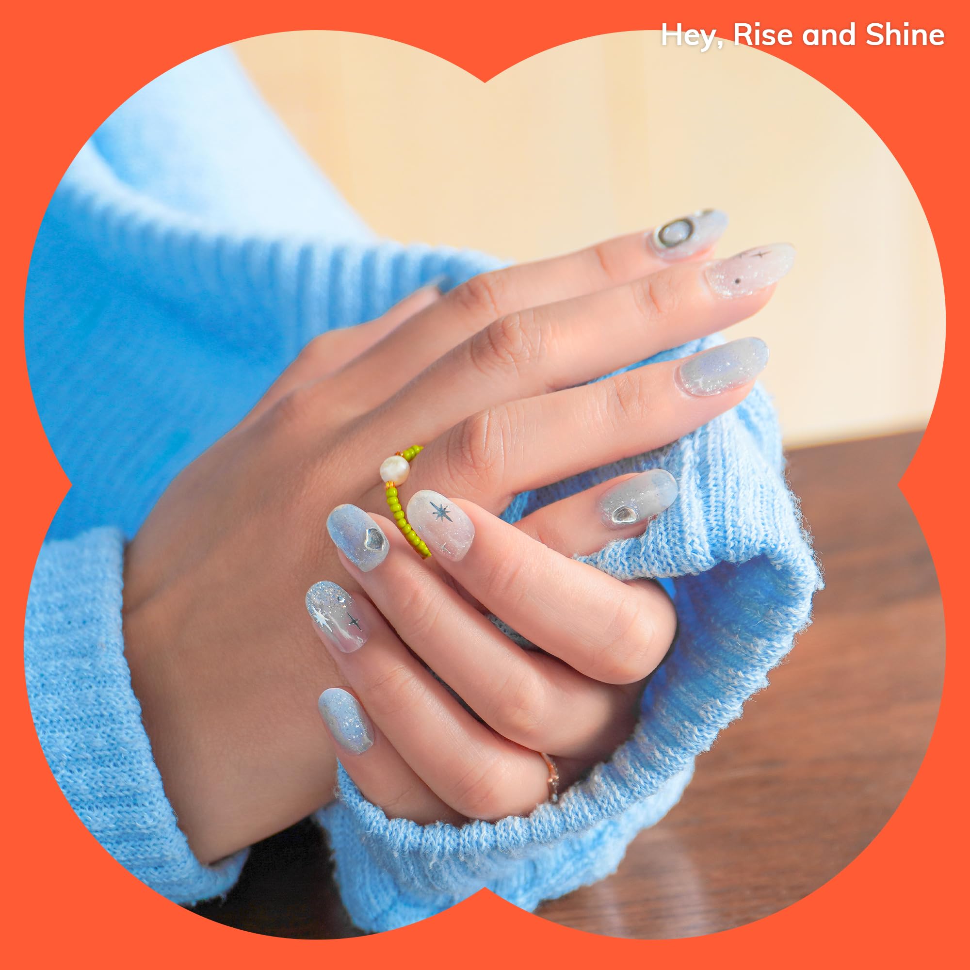 Heyhae – Bande gel bleu et paillettes argentées, fini scintillant.
