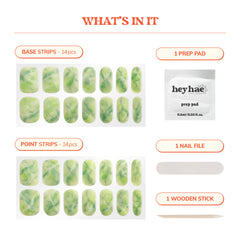 Heyhae strips ongles vert jade couleur marbrée