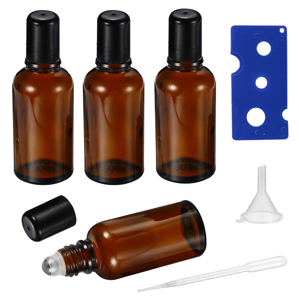 HEYLEAYAR Bouteille roll-on ambre 30ml, kit portable pour parfums et huiles.