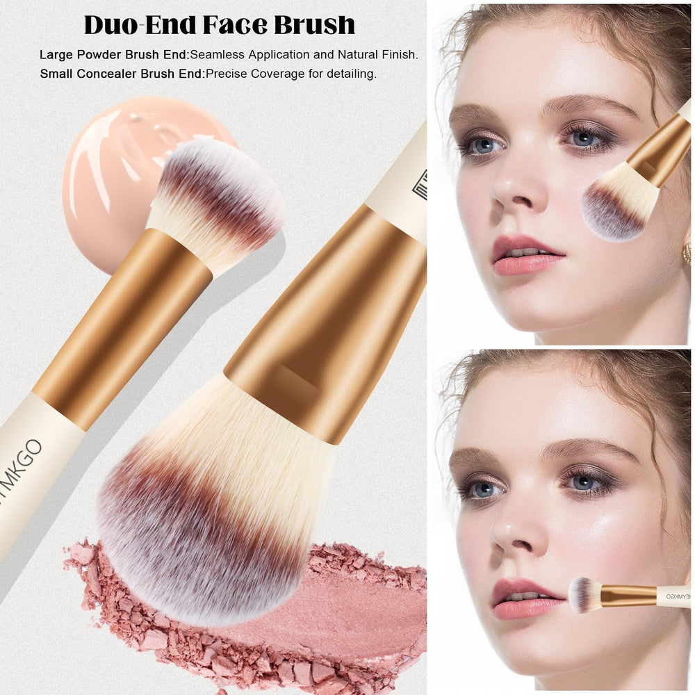 HEYMKGO pinceaux double-face blush contour abricot, contour précis et fusion douce.