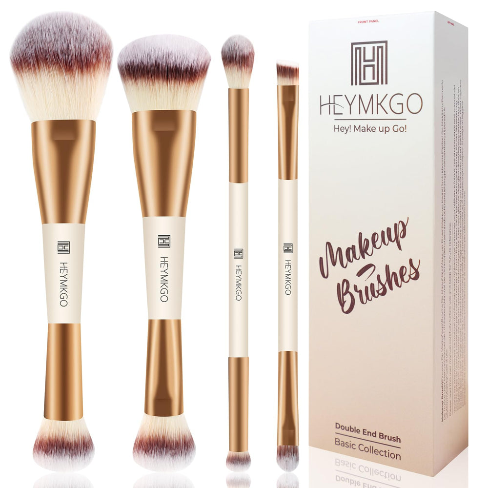 HEYMKGO pinceaux double-face fond teint abricot, application précise et homogène.