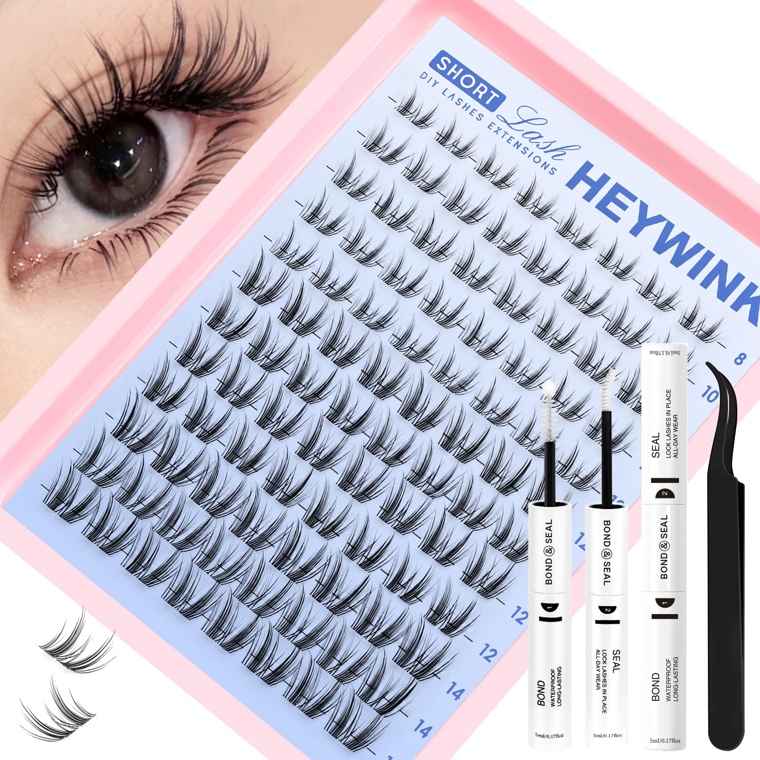 HEYWINK Freya court kit avec bande invisible pour un rendu naturel des cils
