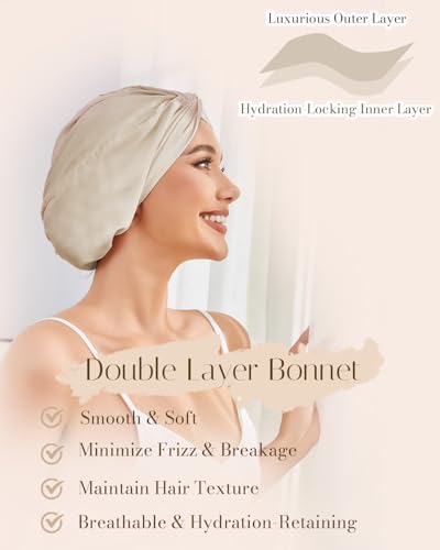 Bonnet HFRHTGY satin respirant protège le cuir chevelu et maintient l'hydratation.