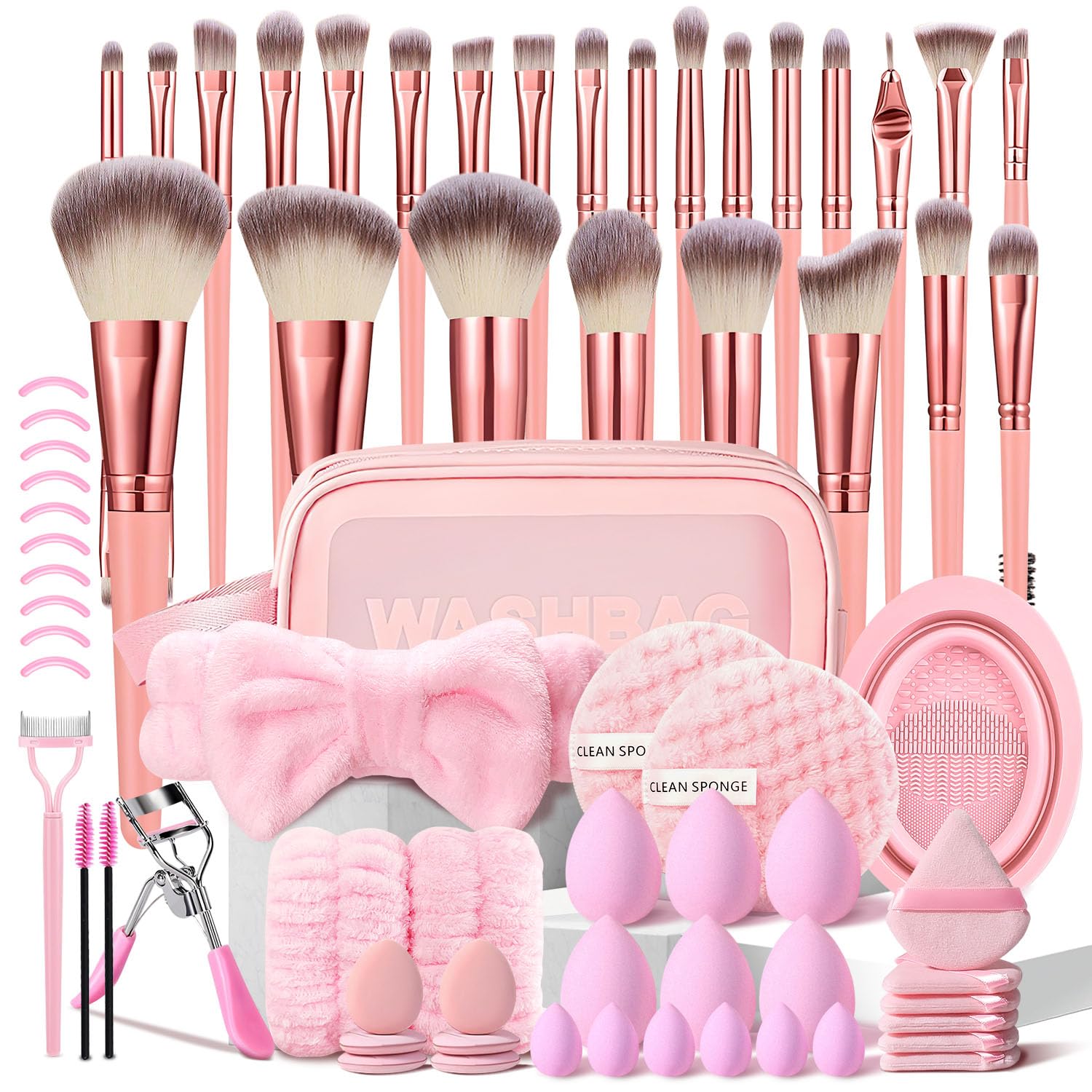 Pinceaux HGHDBT ensemble rose avec étui, pratique pour voyage et rangement.