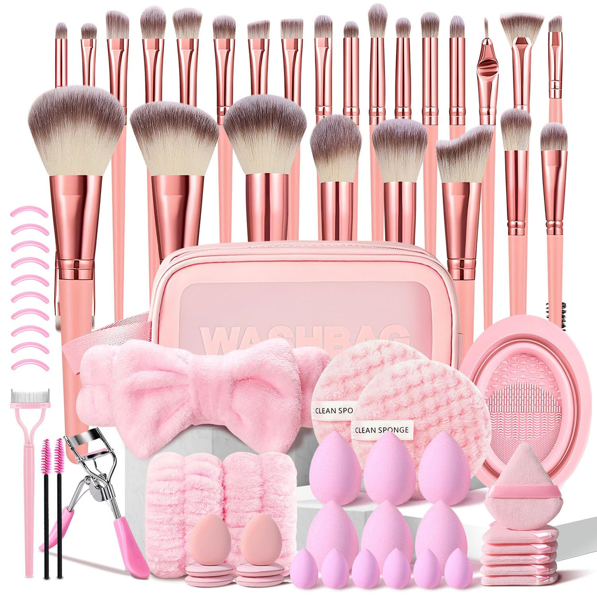 Pinceaux HGHDBT ensemble rose avec étui, pratique pour voyage et rangement.
